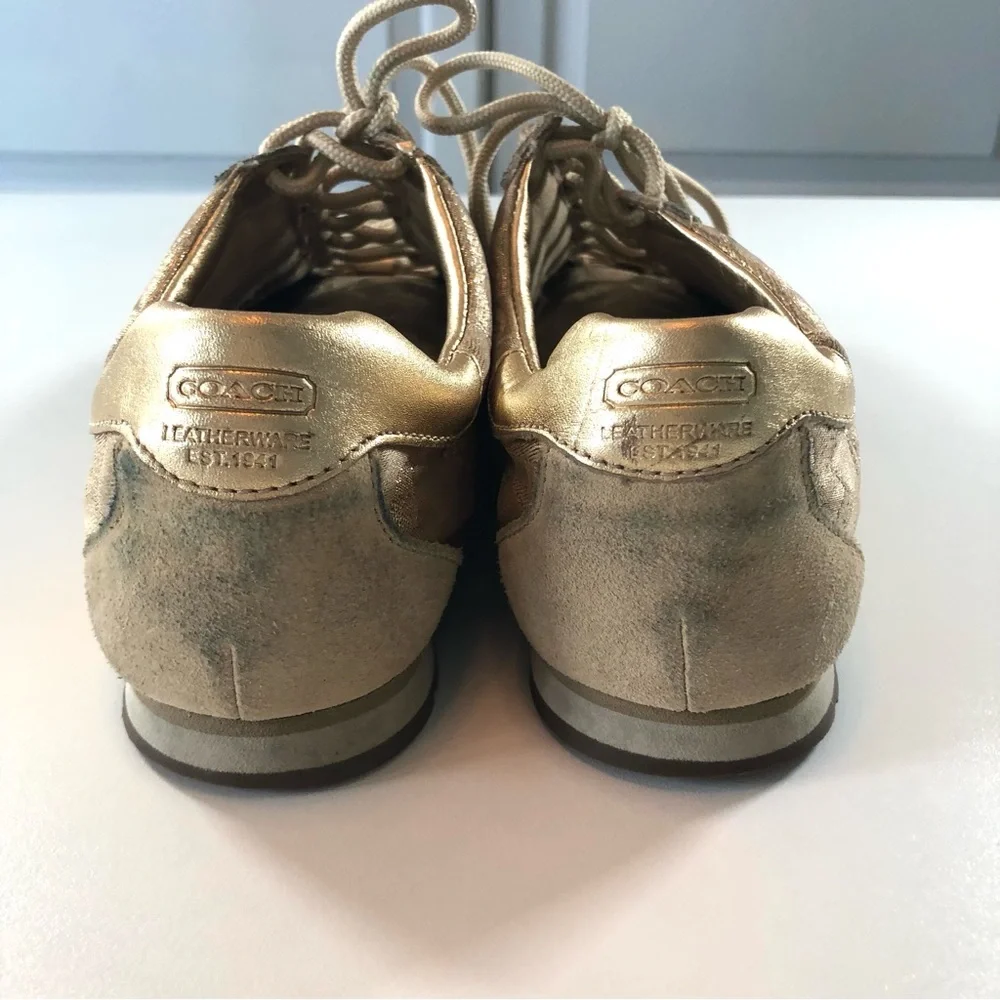 Coach Katelyn Gold, Y2K Vintage, Printed Logo Low Top Sneakers, Women’s 7, 2000s